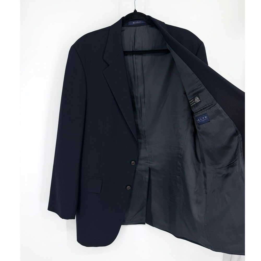 Ralph Lauren Mens Navy Blue 100% Wool 2-Button Blazer Sport Coat Vintage Canada - Picture 11 of 15